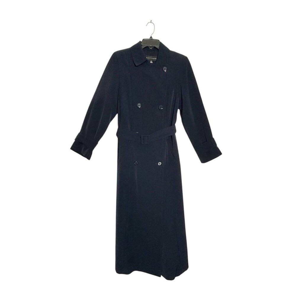 Gallery Women's Double Breasted Style Long Trench Coat in Blue - Sz 8